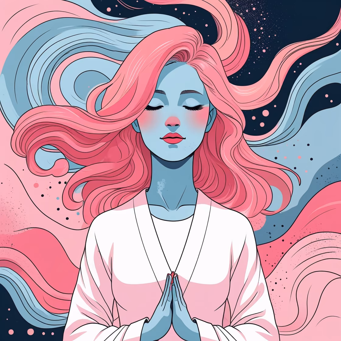 A person meditating serenely, a symbol of awareness